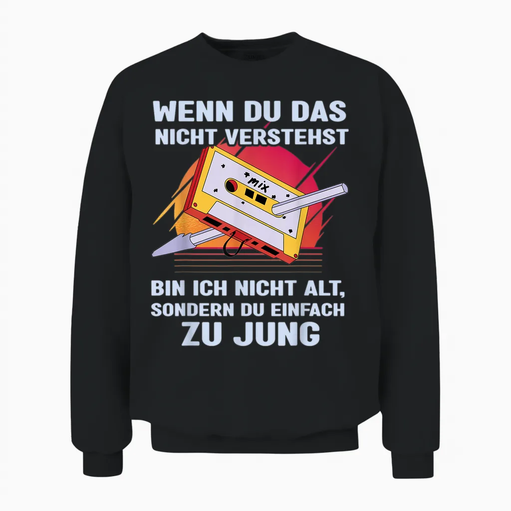 Funny Saying Band Salad 80s 90s Retro Cassette T-Shirt, Black Unisex Sweatshirt in Black