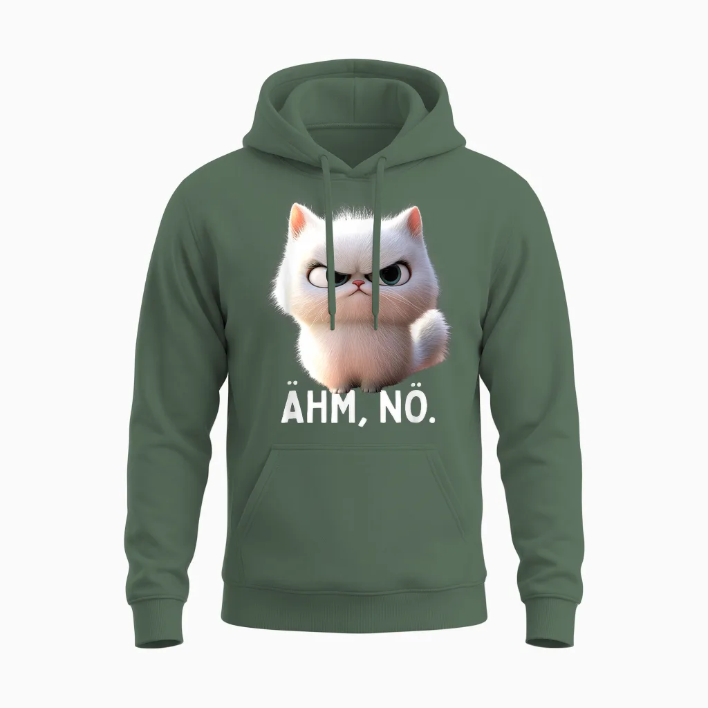Ehm Nö Cat No Lazy Sloth Neinsagen Nö Cat T-Shirt, Black Unisex Hoodie in Military Green