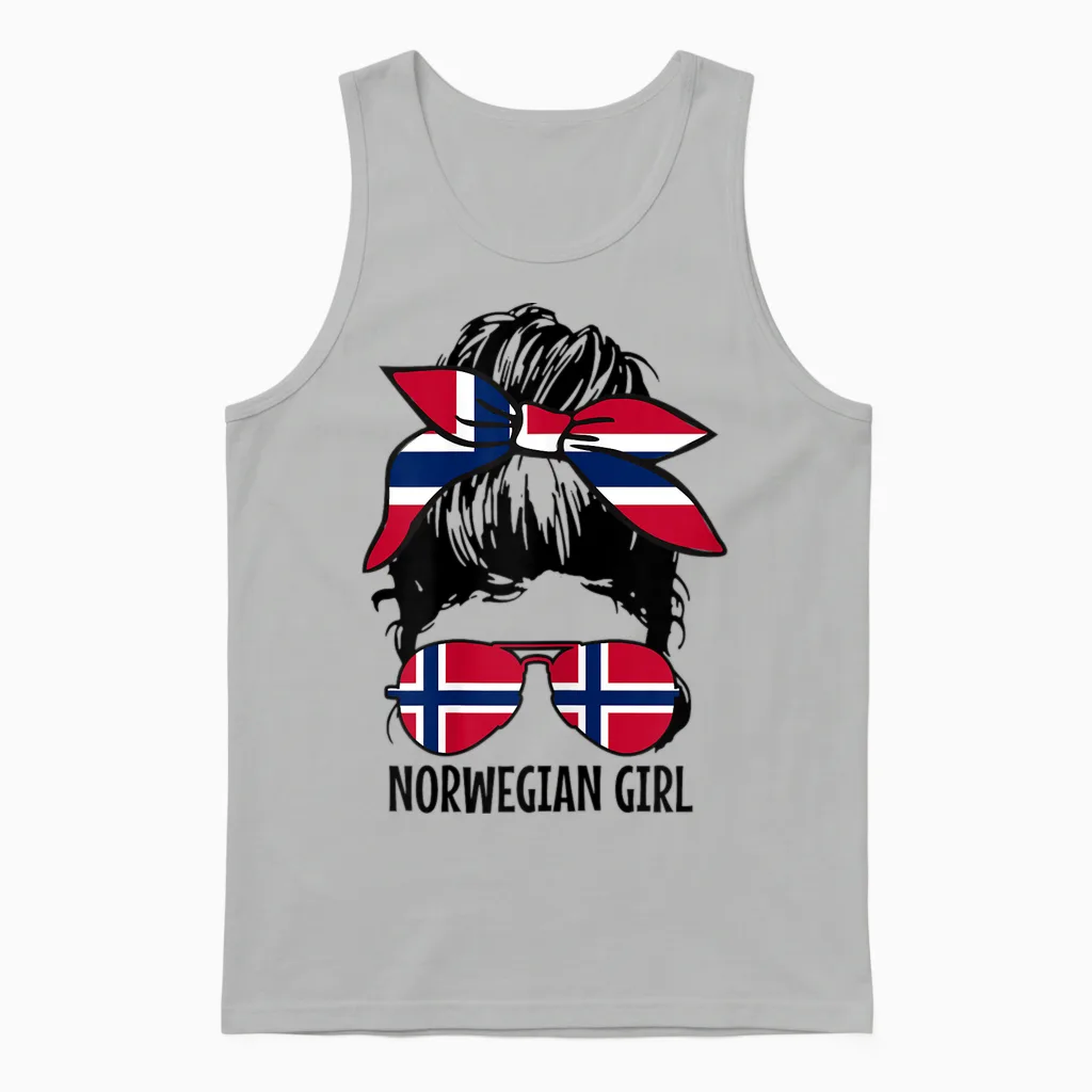 Norwegen Mädchen Norwegische Flagge Pride Norge Souvenir Unisex Tank Top in Ash