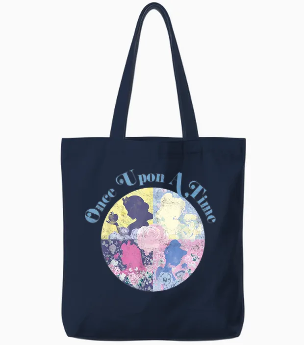Disney - Princess Once Upon a Time Silhouette T-Shirt, Black, S Tote Bags in Navy