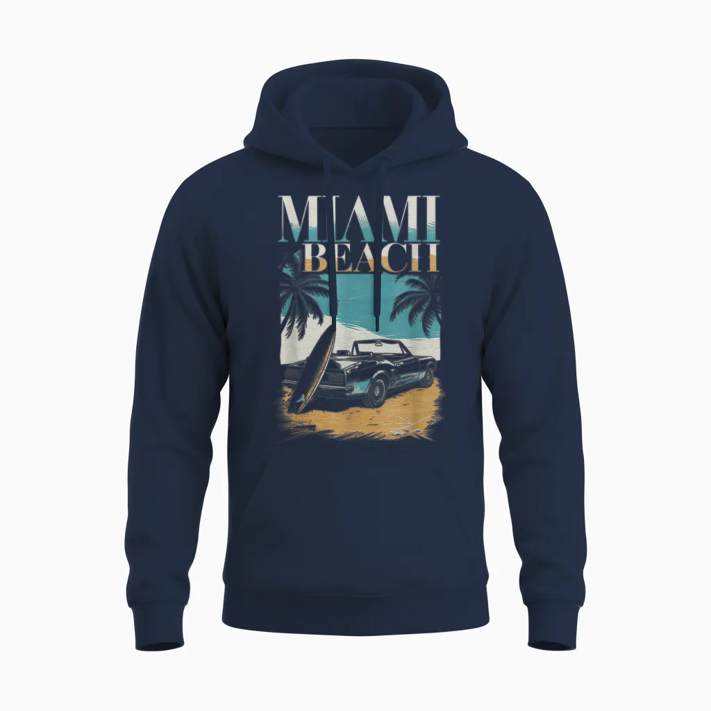 Miami Women's Retro Florida Miami Beach Usa Unisex Hoodie in Navy