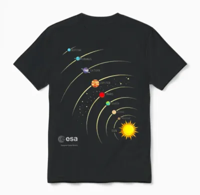 Esa Sonnensystem Planeten Sonne Umlaufbahn T-Shirt, Black Unisex T-Shirt - Black