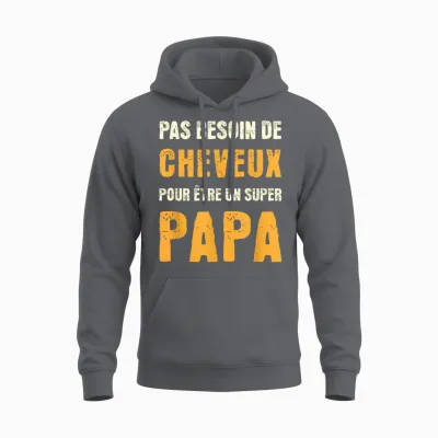 Pas Besoin De Cheveux Papa Idée-Cadeau Humour Papa Chauve Unisex Hoodie - Charcoal