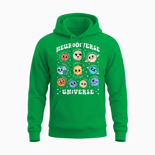 Neurodiverse Universe Iep Special Ed Paraprofessional Para Unisex Hoodie in Irish Green