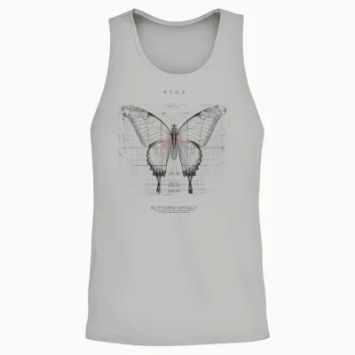 Backprint Butterfly Fashion Women's Men's Butterfly Unisex Tank Top - Ash
