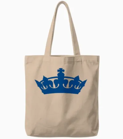 Blue Crown Tote Bags - Natural