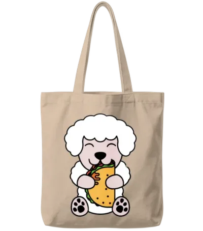 Poodle Taco Lover Tote Bags - Natural