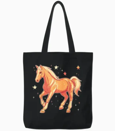 Pferd Mit Sternen Pferdemotiv Pferde Mädchen Tote Bags - Black