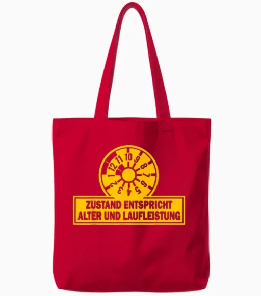 Funny - Condition Corresponds to Age and Mileage T-Shirt, Black Tote Bags - Red
