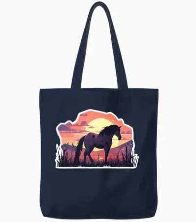 Horse Horses Ross Gaul Riding Horse Head Rider Tote Bags - Navy