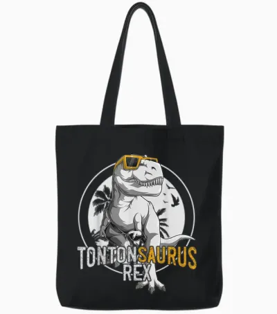 Tontonsaurus Rex Tonton Dinosaur Gift Uncle Tote Bags - Black