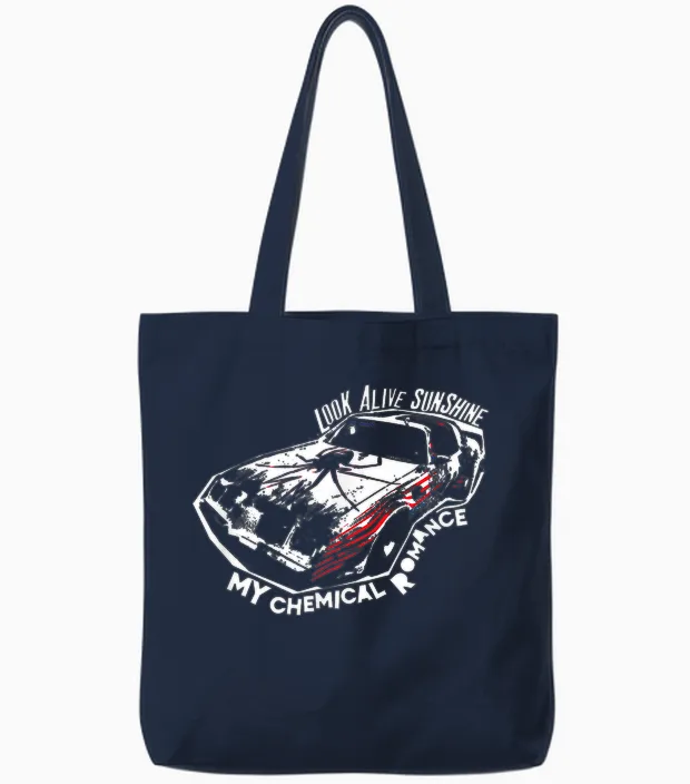 My Chemical Romance Look Alive Sunshine Tote Bags in Navy