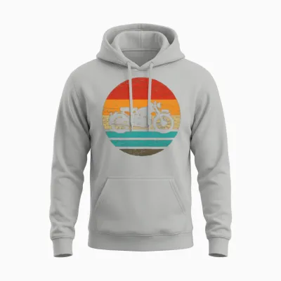 Motorcycle Retro Style Vintage Unisex Hoodie - Ash