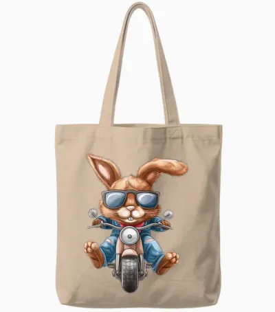 Osterhase Hase Motorrad Motorrad Biker Tote Bags - Natural