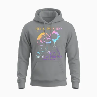 Skull Moon Hello Darkness Retro Design Unisex Hoodie - Sport Grey