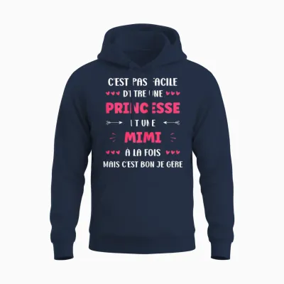 Princess Super Mimi Girl Name Funny Mimi T-Shirt, Black, Female X-Small Unisex Hoodie - Navy
