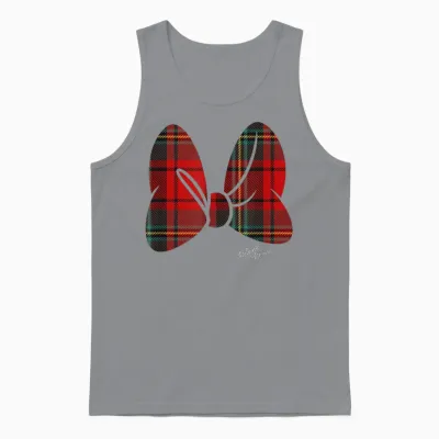 Disney Minnie Mouse Flannel Plaid Pattern Classic Bow Unisex Tank Top - Sport Grey