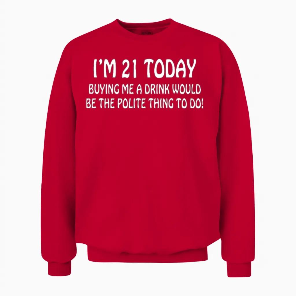 21st Birthday Unisex Sweatshirt in Red