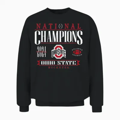 Ohio State Buckeyes National Champs 2024 Cfp Icon Black Unisex Sweatshirt - Black