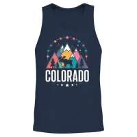 Colorado Mountain Sunset Summer & Beach Unisex Tank Top - Navy – 2