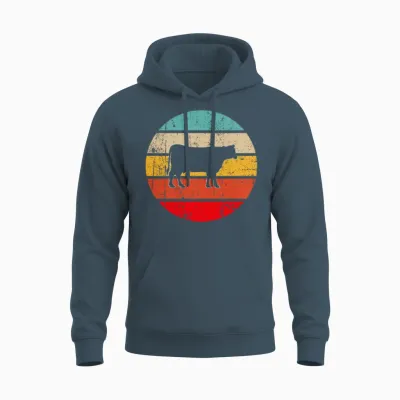 Cow Retro Unisex Hoodie - Dark Heather