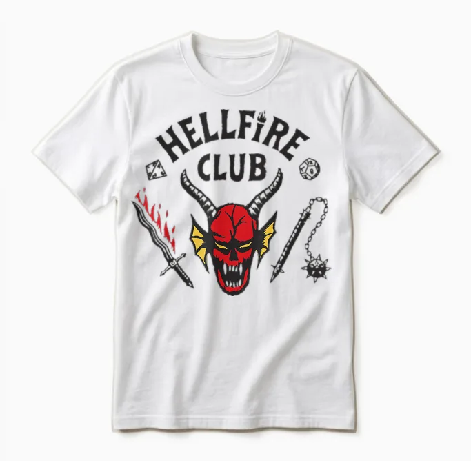 Stranger Things 4 Hellfire Club Logo Unisex T-Shirt in White