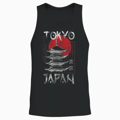 Tokyo City Manga Japanese Unisex Tank Top - Black