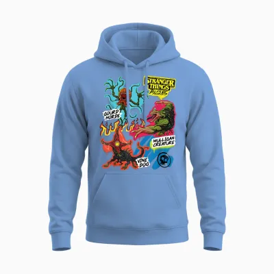 Stranger Things Tales from '85 Monsters Scrapbook Unisex Hoodie - Carolina Blue