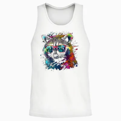 Waschbär Bunte Sonnenbrille - Tiermotiv Kunst Waschbär Unisex Tank Top - White