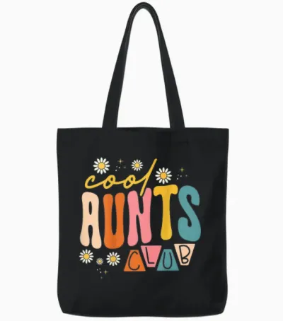 Groovy Retro Hippie 60s 70s Rückendruck Cool Aunts Club Tote Bags - Black