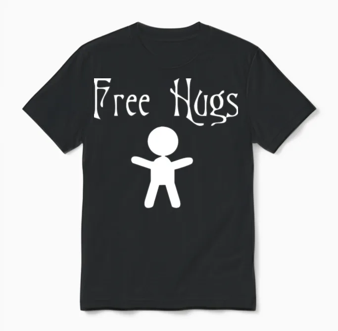 Free Hugs Funny Unisex T-Shirt in Black