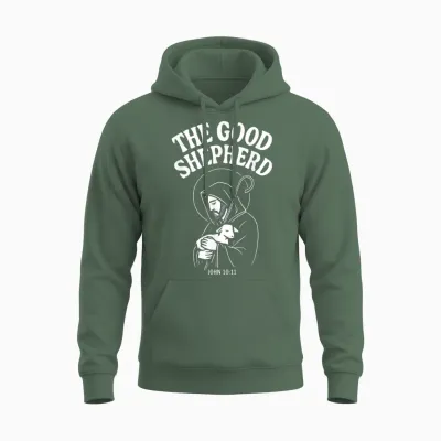 Le Bon Berger Jésus De Nazareth Jean 10:11 Unisex Hoodie - Military Green
