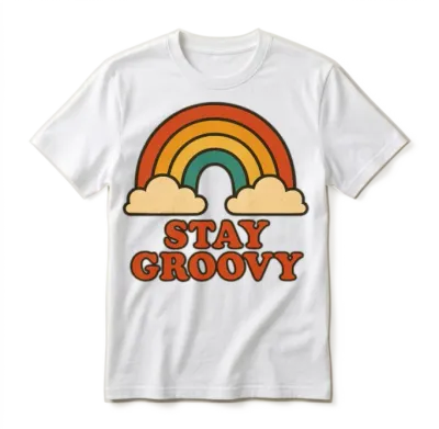 Retro Rainbow Stay Groovy Unisex T-Shirt - White