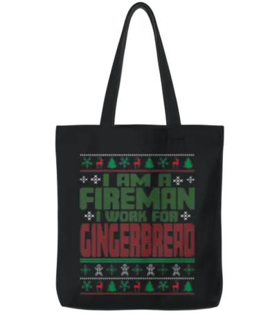 Firefighter Christmas Saying Tote Bags - Black
