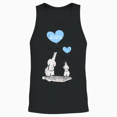 Children's Big Brother 2026 Gift Elephant Announcement Birth T-Shirt, White Unisex Tank Top - Black