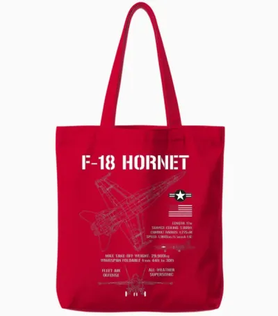 F-18 Hornet Fighter Jet Specs Militärflugzeug F18 Hornet Tote Bags - Red