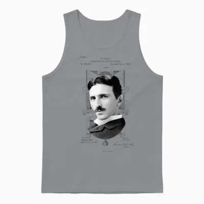 Miss Whimsy Nikola Tesla Photo Patent T-Shirt T-Shirt, Unisex-Erwachsene, Grey, S Unisex Tank Top - Sport Grey