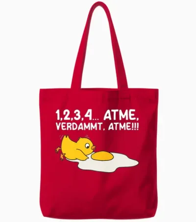 Funny German Quote Tote Bags - Red