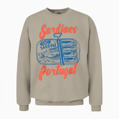 Sardines Tinned Fish Retro Graphic for Men Women Unisex Sweatshirt - Sand