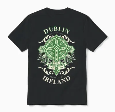 Dublin Ireland Celtic Cross Ancestry Irish Heritage Unisex T-Shirt - Black