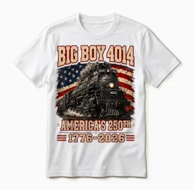 250 Years Big Boy 4014 Train Us Flag Vintage Apparel Unisex T-Shirt - White