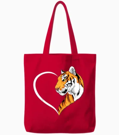 Tiger T-Shirts Für Frauen Mädchen Kinder Tiger T-Shirt Herz Tote Bags - Red