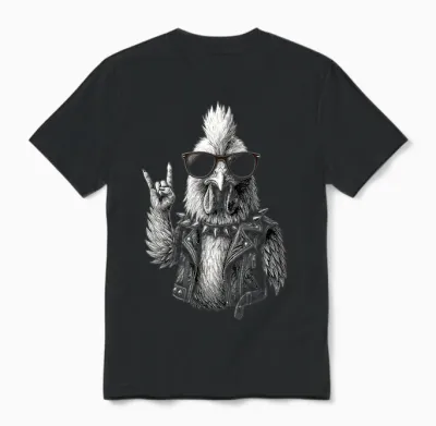 Lustiger Hardrock Hahn Unisex T-Shirt - Black