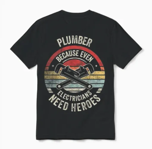 Plumber Because Even Electricians Need Heroes Unisex T-Shirt in Black