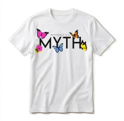 Impossible Is A... Myth Hibiscus Et Papillon Unisex T-Shirt - White