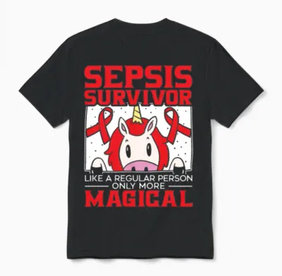 Unicorn Lover Sepsis Warrior Sepsis Awareness Unisex T-Shirt - Black