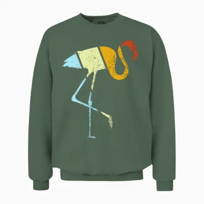 Flamingo Retro Unisex Sweatshirt - Military Green