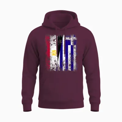 Half Flag Egyptian Greek Greek Hellas Heritage Unisex Hoodie - Maroon