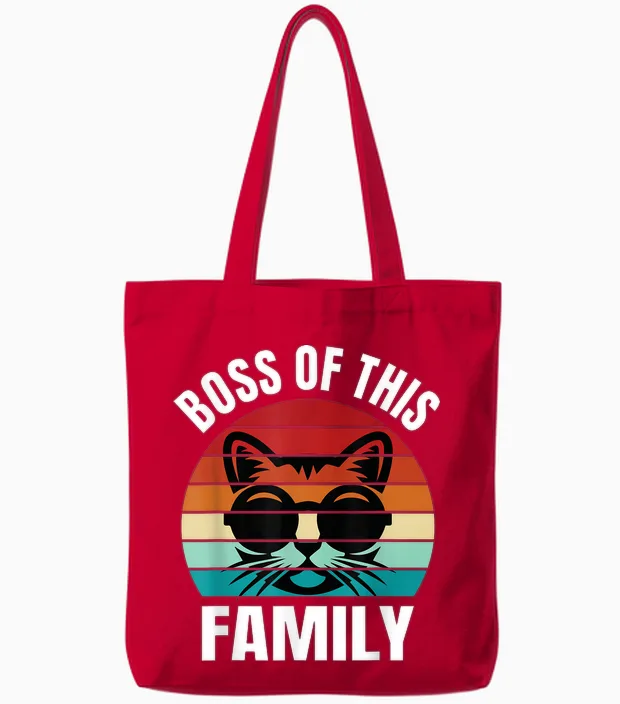 Boss of This Family Retro-Katze Tote Bags in Red