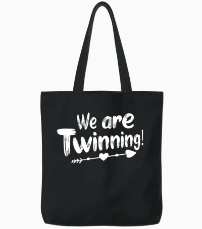 We Are Twinning Funny Saying Twin Lovers Twin Tote Bags - Black